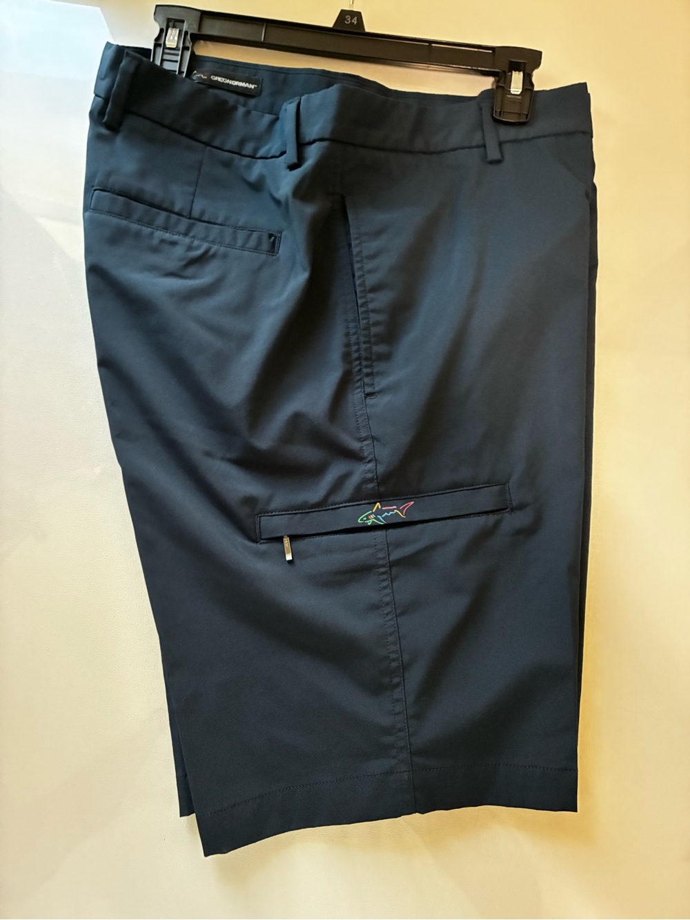 Men's Navy Performance Shorts with Embroidered Fish